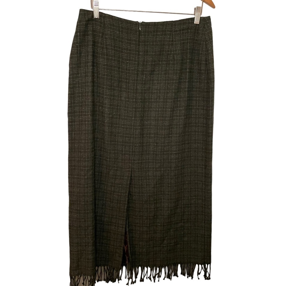 Vintage Wool Blend Maxi Skirt Fringe Bottom Academia Size 14 - Picture 7 of 7